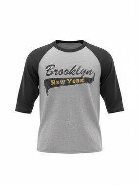 Anvil Gray and Black Raglan Tee